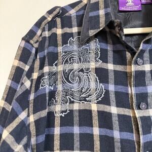 Jimi Hendrix Purple Label by Rock & Roll Religion plaid button-up shirt XL Men